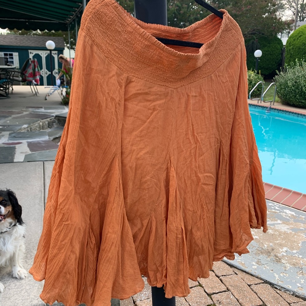 Women's Butterscotch Orange Cotton High Low Skirt